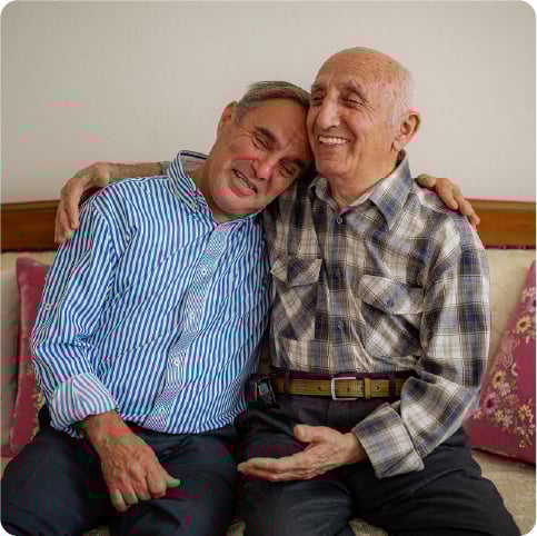 Older man and elderly father Older man and elderly father