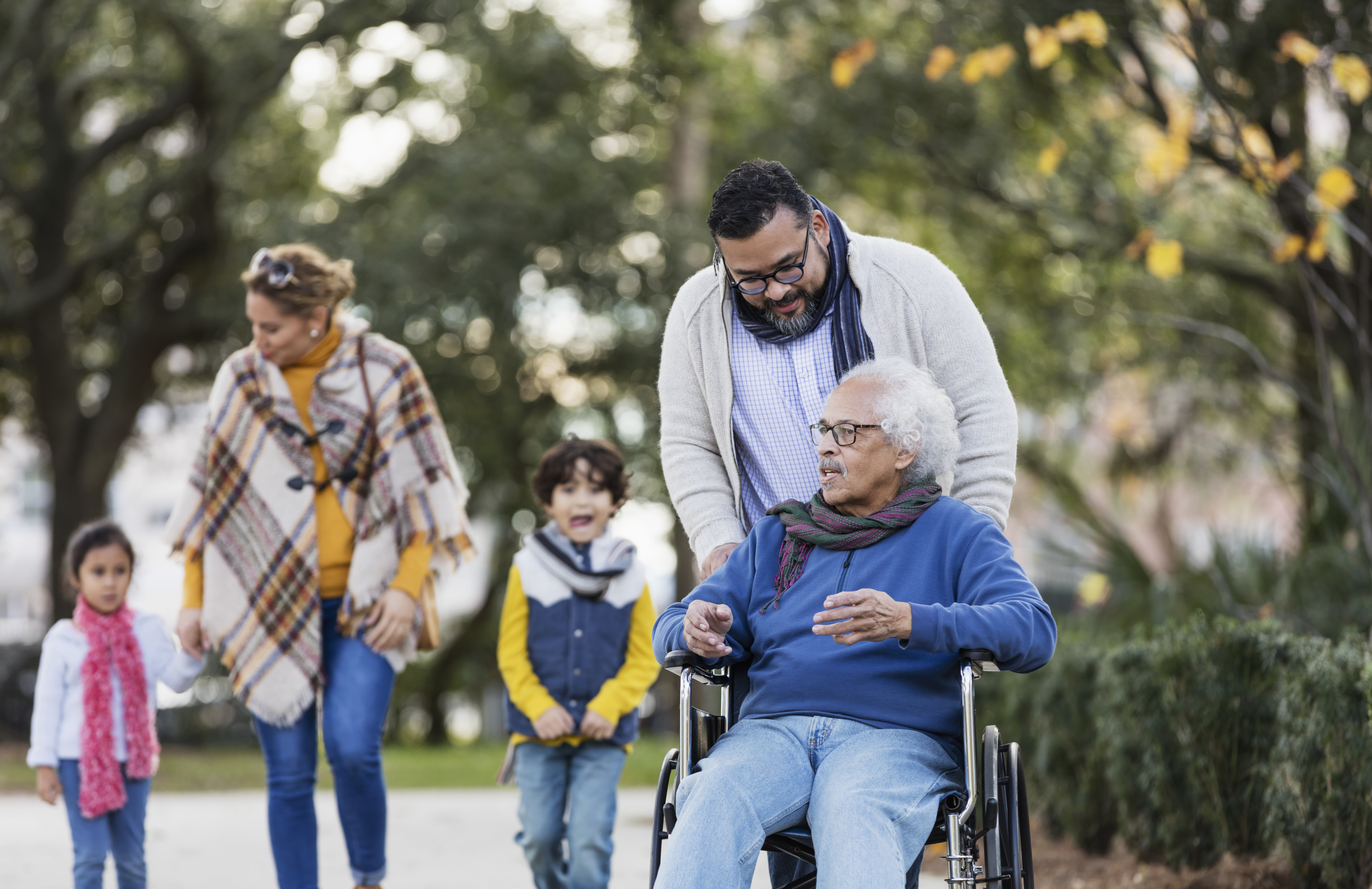 Family and elderly grandfather